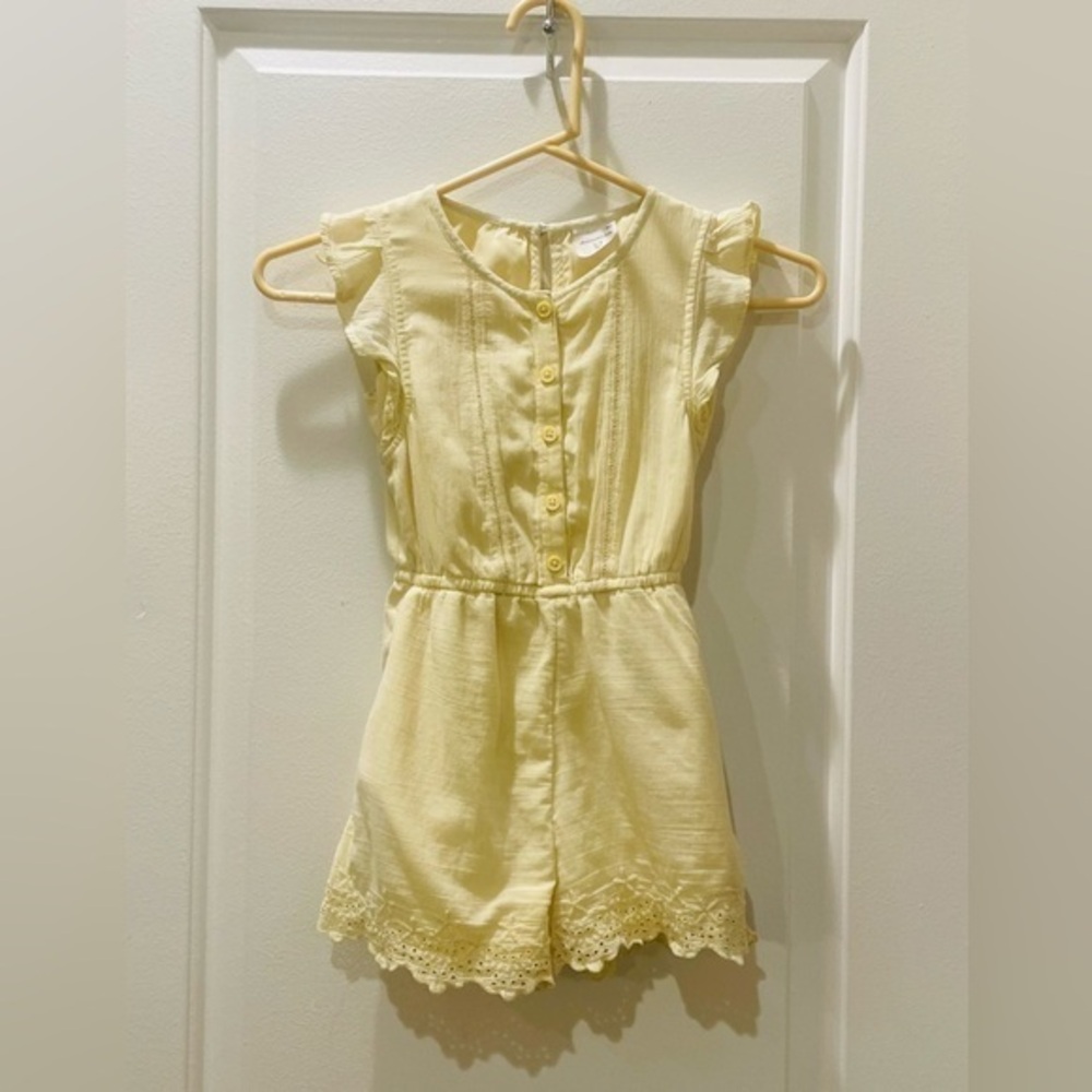 Abercrombie Kids Yellow Button-Up Romper with Eyelet Trim